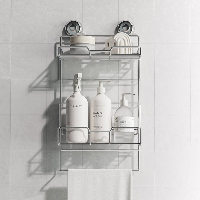 무타공마켓 올스텐304 2단 무타공 욕실선반 화장실 정리대, 1개, 스텐