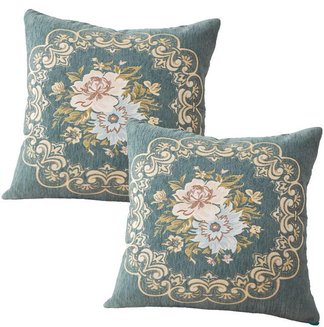 엔틱 유럽스타일 소파 쿠션 커버 2개