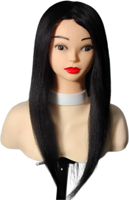 옐로구르미 미용 연습용 통가발 인모 100% 19인치, 블랙(19인치), 1개