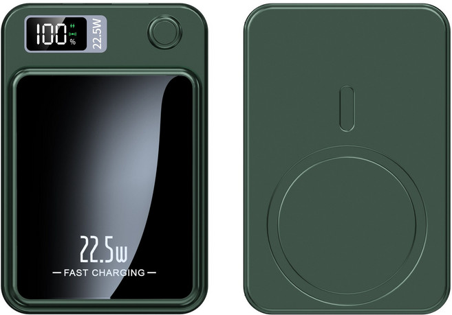 MagSafe新款 無線磁吸行動電源 22.5W快充 20000mAh超薄小巧行動電源, 绿色【22.5W有線充+15W無線充】, 綠色, 20000mah行動電源
