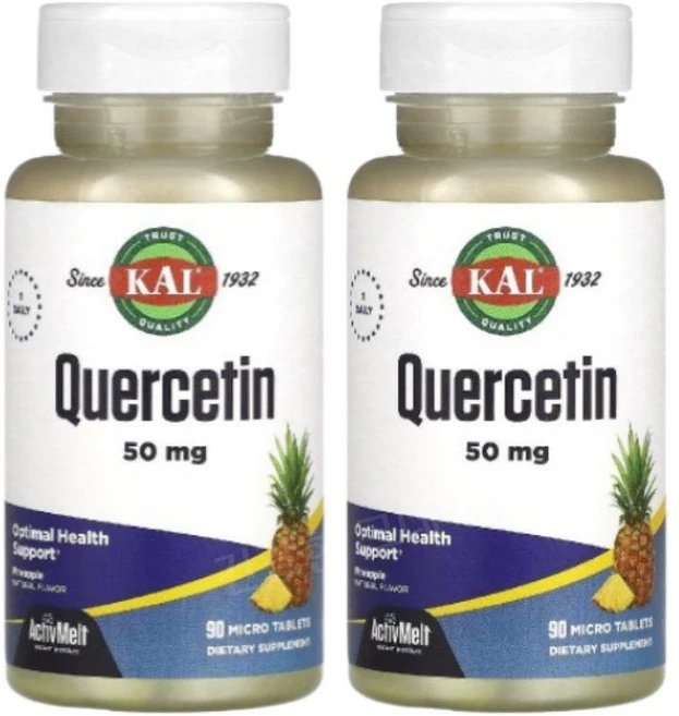 KAL 퀘르세틴 파인애플 50mg 90 Micro 정, KAL 칼, 케르세틴, 파인애플, 50mg, 90마이크, 2개, 90정 - 쿠팡