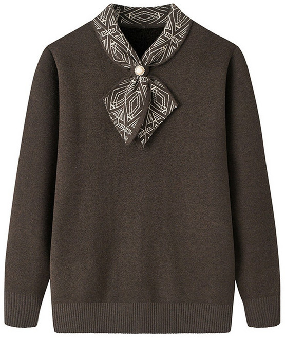 메이리앤 중년 여성 니트 스웨터 스카프 일체형 두툼한 엄마옷