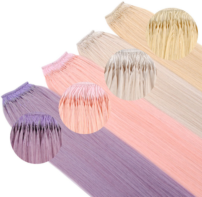 컬러뉴노팁18인치 소프트팁 붙임머리 달비모 100%인모 스킬땋기 헤어피스 기계감기, 1개, #F14 퍼플