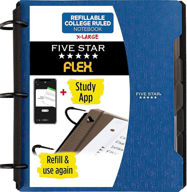 Five Star Flex 29324AQ8 하이브리드 노트바인더 3.8cm (1-1/2 인치) 바인더 노트북 및 올인원 바인더 그린, 1개, 퍼시픽 블루