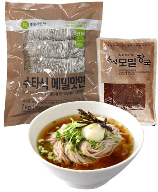 [이가자연면] 생 메밀소바 5인 세트 (수타식 메밀면 + 즉석모밀장국), 1세트, 2.5kg
