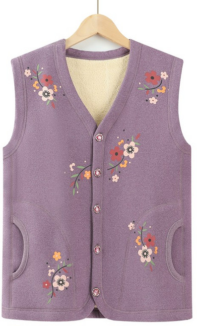 에쥬아 할머니 조끼 꽃무늬 기모 도톰 조끼베스트 할머니옷 엄마옷