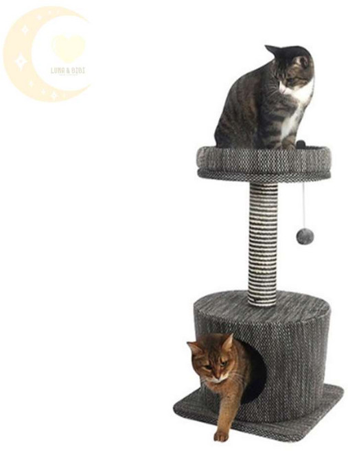 비비의잡화점 일자형 직조 캣타워 2단 고양이스크래처놀이터