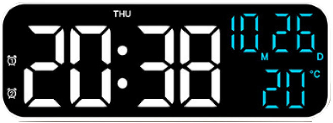 빅세일 디지털 탁상시계 LED 전자 온도계 날짜 요일 알람, 화이트