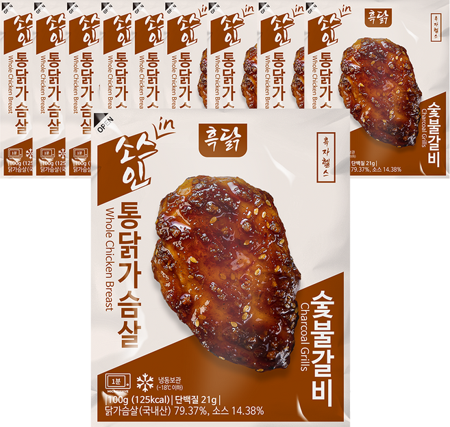 흑닭 소스인 통닭가슴살 숯불갈비, 10개, 100g
