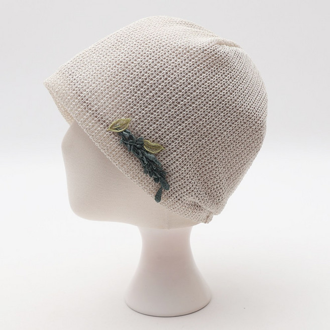 에스랑제이 여성 니트 비니 잎사귀 포인트 항암모자 패션 비니모자