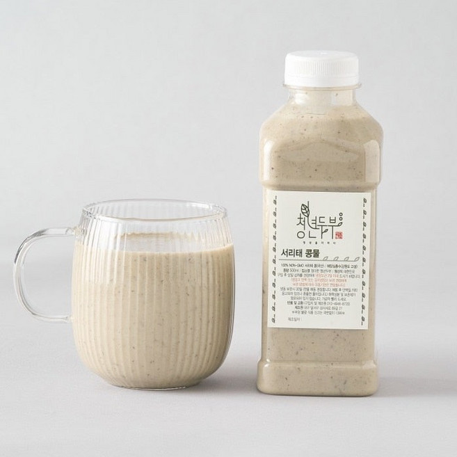 청년두부 국산 100% 서리태콩물 500ml 천연재료로 만든 맷돌 수제 콩물, 2개