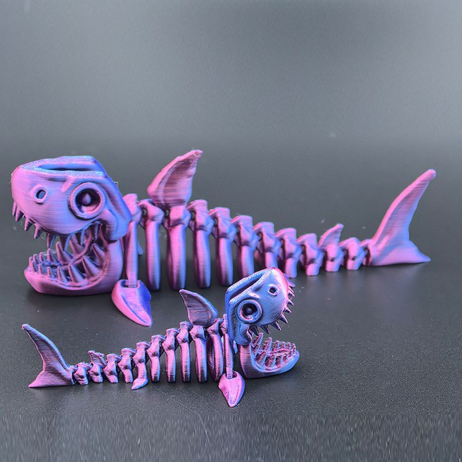 3D 프린터 움직이는 가오리 상어 모델, 레이저 퍼플 레드/파랑 (11cm)