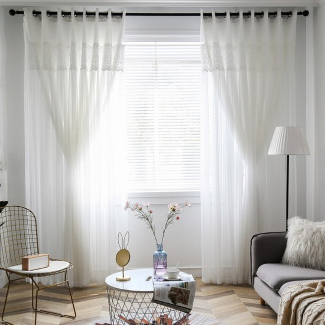 지나송 헤이즐 웨딩스타일 암막커튼 + 커튼봉 세트 방문설치