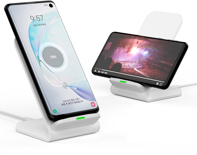 스피디 15W 고속 무선 충전 거치대 PD충전기 호한 스탠드타입 SPE-WTW1500 갤럭시 아이폰 무선 충전기, 스피디15W급속듀얼코일무선충전거치대(블랙), 1개