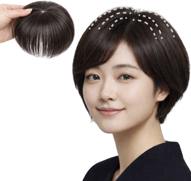 메이빈 티 안나는 정수리 헤어피스 100% 인모 수제 부분가발, 1개, 내츄럴레드브라운