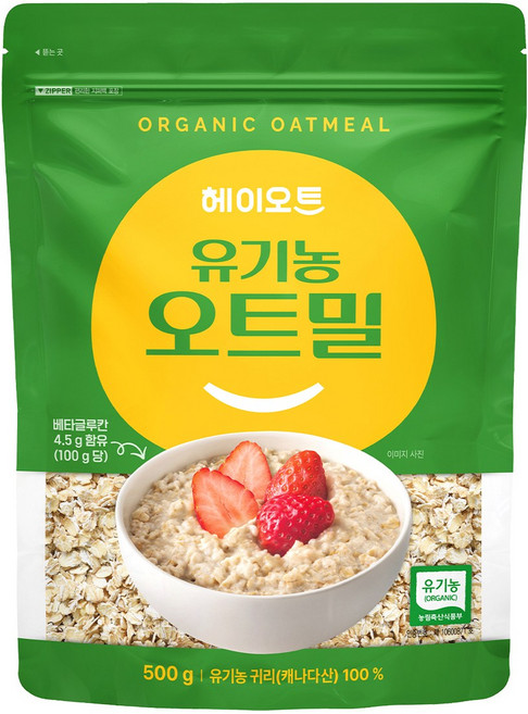헤이오트 유기농 오트밀, 1개, 500g