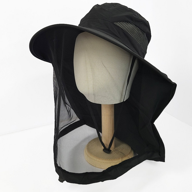 메쉬망 모기장모자 벌초모자 양봉모자 방충 낚시, 블랙, 1개