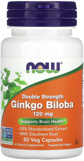 나우푸드 징코 빌로바 더블스트렝쓰 120mg 50베지캡슐 은행잎추출물 비건 테르펜 락톤, 50정, 1개