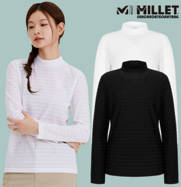 (매장정품) 밀레(MILLET) 흡습속건과 청량감이우수한 베이스레이어 여성용티 LD 루시 베이스레이어 티셔츠 MVUUT872