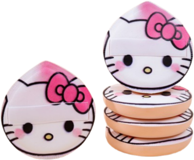 쫀득 쿠션 대왕 모찌 폭신 아기궁둥이 에어쿠션 퍼프 케이스1+리필4, 5개, 쫀쫀퍼프