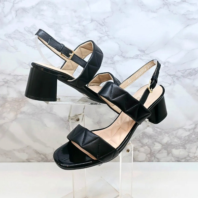 탠디by미셸 여성 몰드쿠션 심플 부드러운 미싱가죽 고리밴드 5cm미들 샌들(12P2077J)