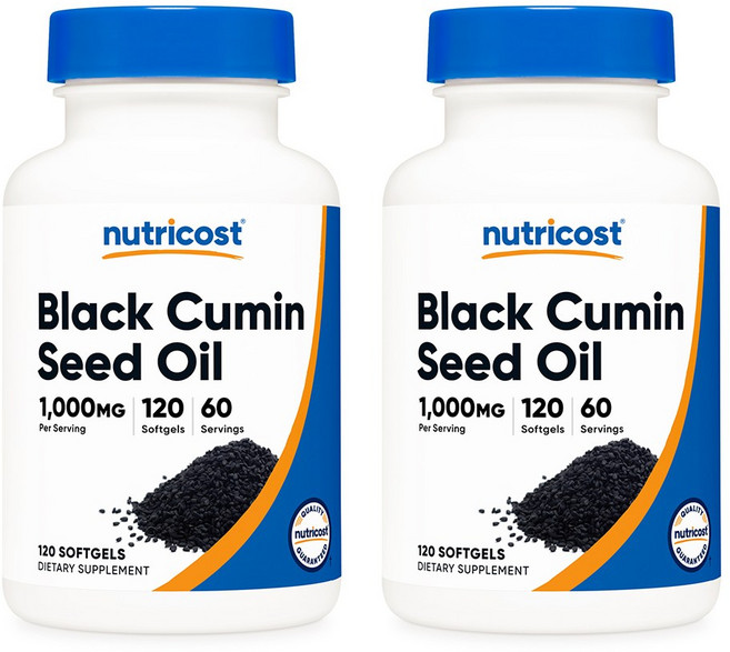 뉴트리코스트 블랙 커민 씨드 오일 1000mg 소프트젤 120정 2병, 2개