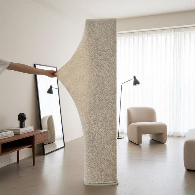 해비토리 신축성 좋은 에어컨 커버 원형 사각 호환, 크림