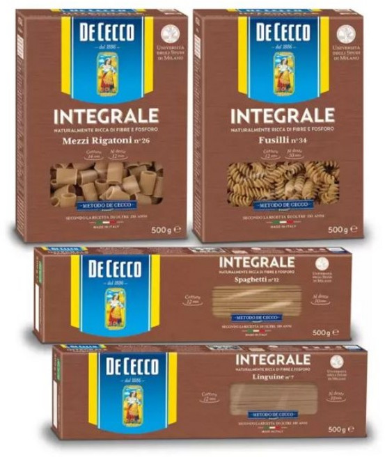 데체코통밀파스타면 500g 스파게티 링귀니 푸실리 리가토니, 4개