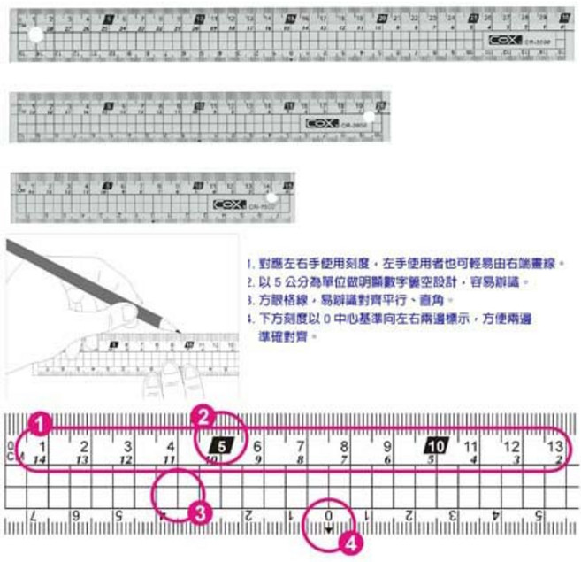 COX 三燕 多功能塑膠直尺 15cm / 20cm / 30cm / 40cm, 40cm (支)