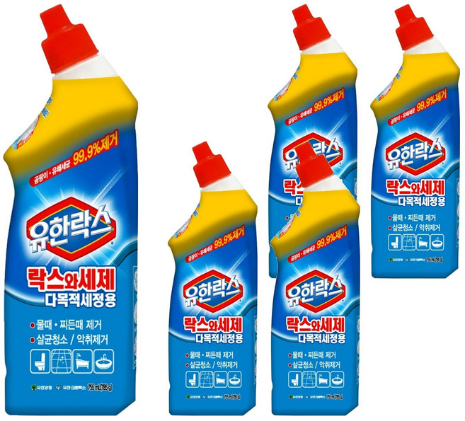 유한락스 락스와세제 다목적세정용, 5개, 755ml