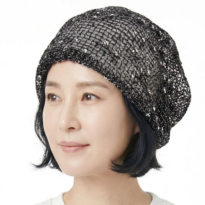 비니 망사 시스루 네트 여름 중년여성 모자 두건 플라워 큐빅 화려한 할머니
