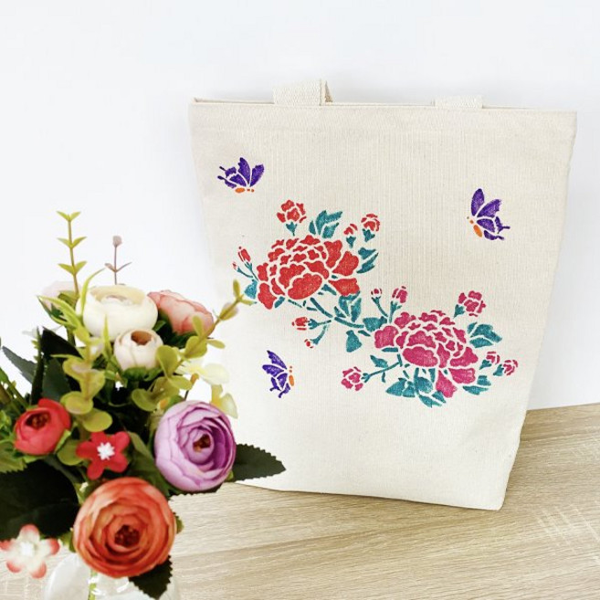 민화 스텐실 에코백 꾸미기 1인세트 (13종중 선택) 전통도안 diy 가방만들기 (토단), 민화 스텐실 에코백 꾸미기 1인세트_T11