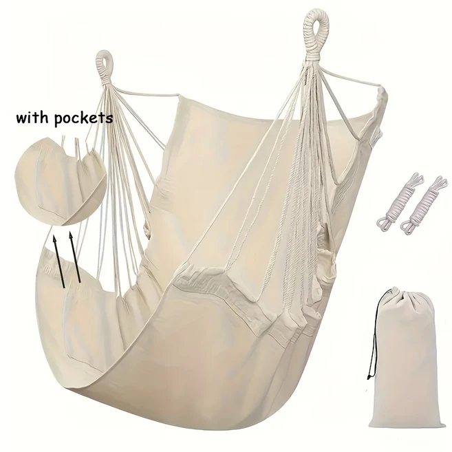 북유럽 스타일 신생아 실내 및 실외 코튼 로프 해먹 교수형 의자 스윙 아기 요람 침대 흔들, 02 빛과 함께