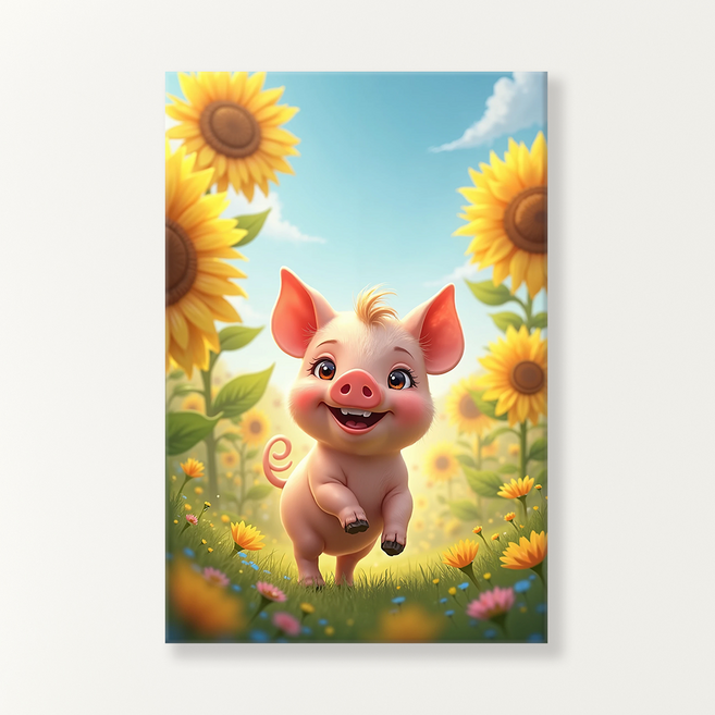 네모아트 돈들어오는그림 해바라기 돼지 그림 인테리어 액자 캔버스액자, 1. 꽃길 복돼지