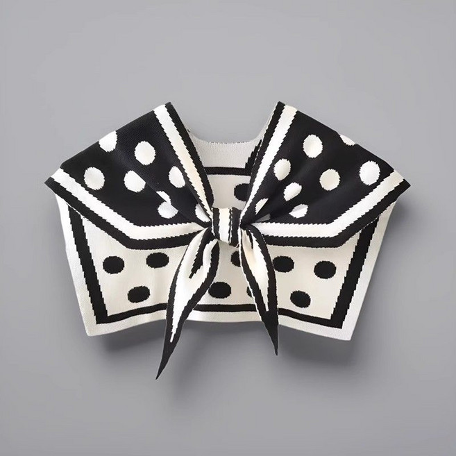 Makone 여성 도트 프린트 패션 스몰 숄 트랜드 코디네이터 데일리 어깨 숄 봄여름 큐티 매듭솔