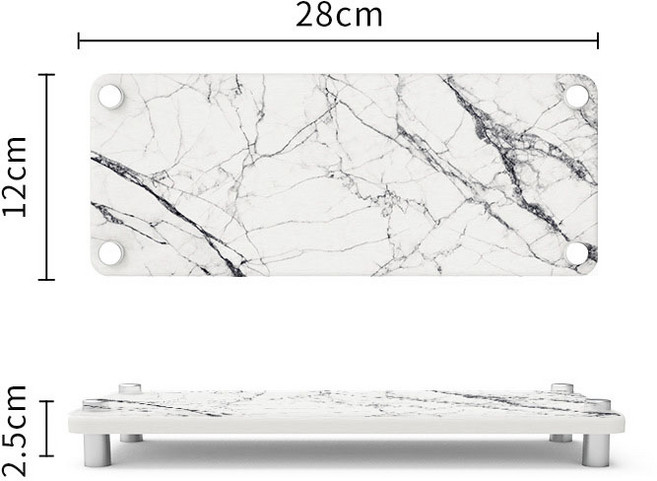 휘잇 대리석패턴 호텔식 규조토 건조 트레이 욕실 받침대, 화이트 L, 1개