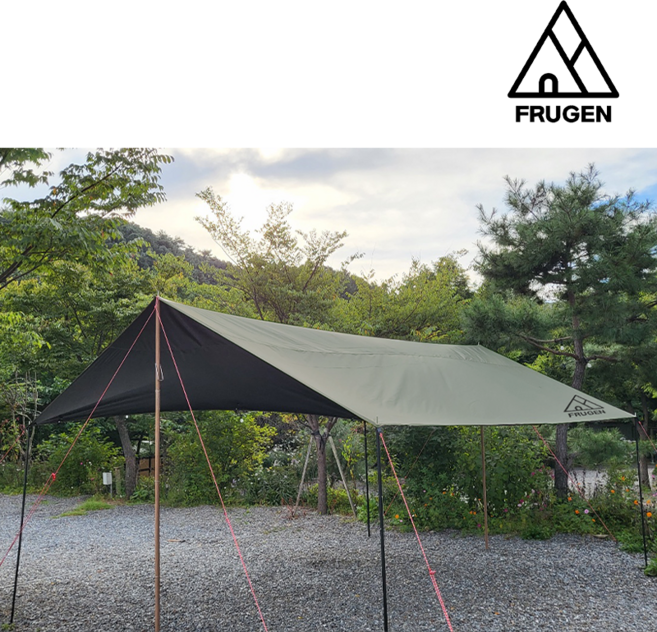 프루젠 블랙코팅 렉타 타프 캠핑 차박 자외선차단 그늘막 암막 대형 5.5X4.4, 올리브카키 타프(폴대불포함)