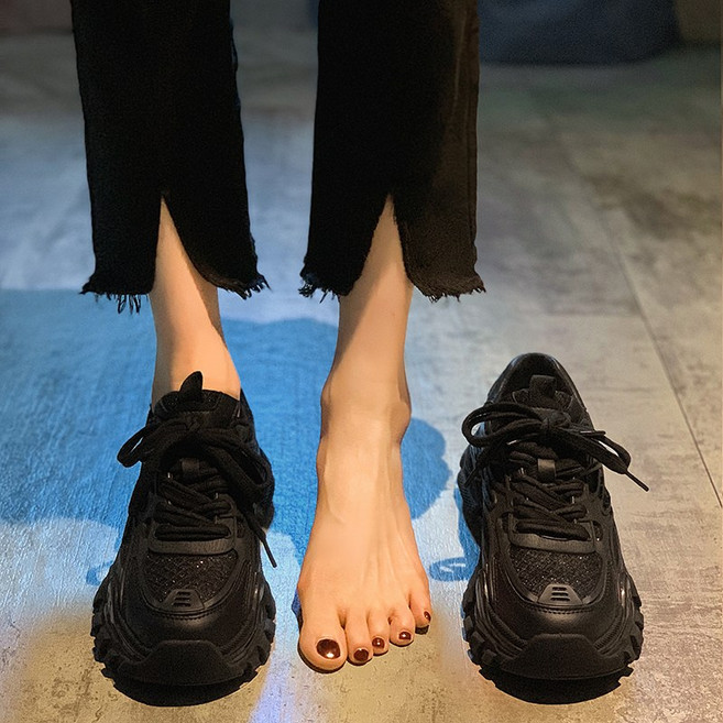 란몰 여성 키높이 어글리 스니커즈 깔끔한 캐주얼 슈즈 6CM