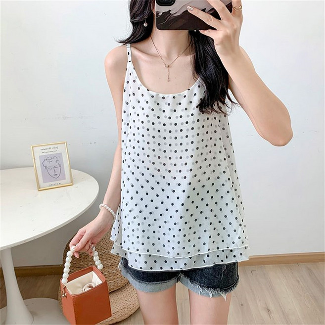 TKX 여성 빅사이즈 끈나시탑 루즈핏 이너티 캐주얼 단아한 민소매 티셔츠