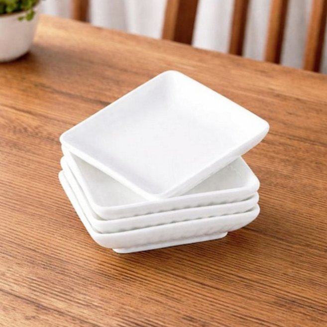 도자기 찬기 모던 백자 반찬 사각 찬기 접시 소형 종지 간장 양념 소스