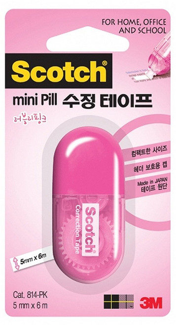 스카치 수정테이프 미니필 핑크 5mmx6M 3M, 단품, 1개