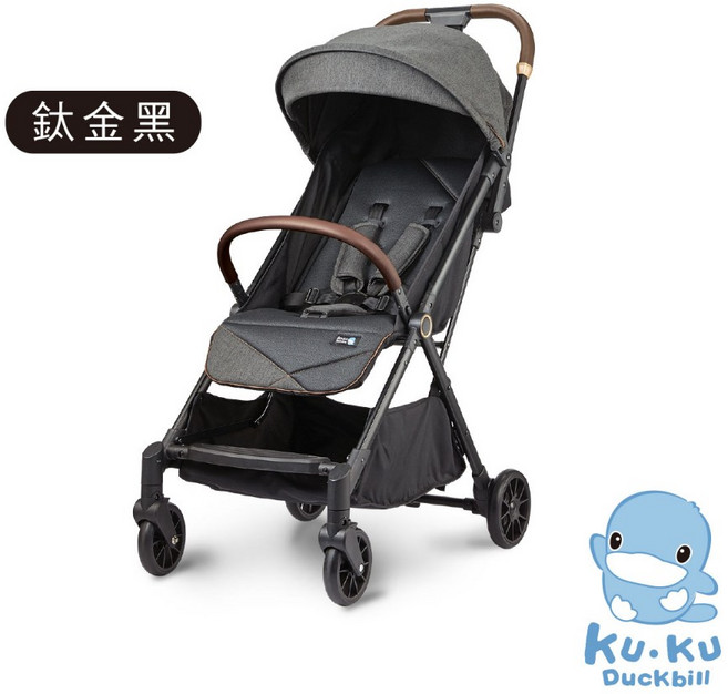 KUKU酷咕鴨 T-Car尊爵自動秒收手推車 秒收推車 輕便手推車【六甲媽咪】, 鈦金黑