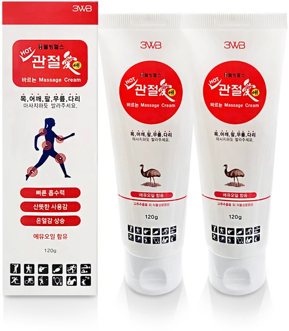 관절애 바르는 마사지 케어 스포츠 운동 크림 튜브형, 120g, 2개 - 쿠팡