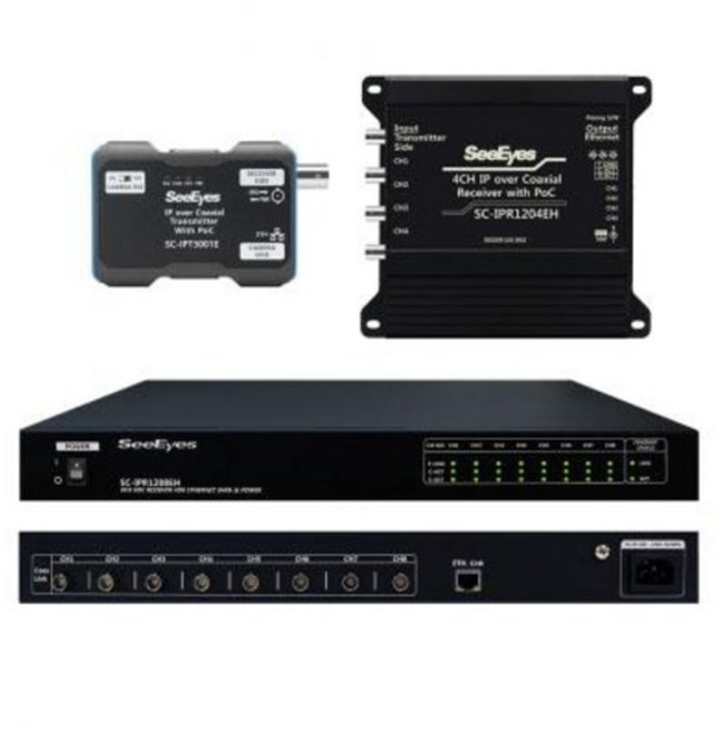 8채널 EoC 전송장치 데이터 POE 전원중첩 SC-IPC1208EH, 1개