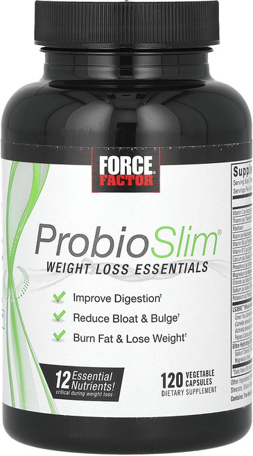 Force Factor ProbioSlim 체중 감량 에센셜스 베지 캡슐 120정, ForceFactorProbioSlim체중감량에센셜스베, 1개