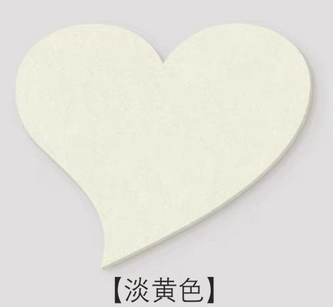 愛心款毛氈牆貼留言板記事板 免打孔自粘式牆面裝飾, 淡黃色左心,80*60cm