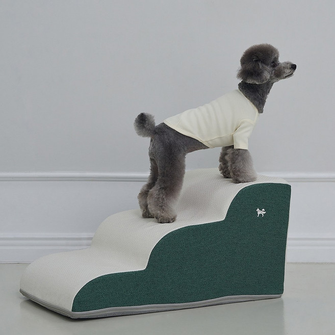 슈퍼펫 강아지계단 논슬립 슬개골보호 미끄럼방지 3단 커브 스텝, 그린, 1개