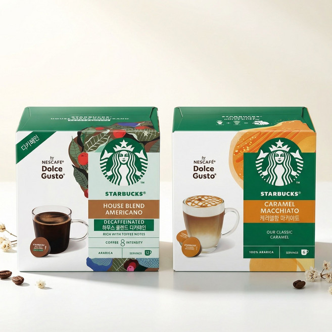 스타벅스 돌체구스토 캡슐커피 1+1 (하우스블렌드 디카페인 + 카라멜 마끼아또)