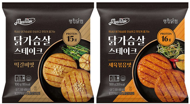 [랭킹닭컴] 맛있닭 닭가슴살 스테이크 2종 혼합, 10개, 100g