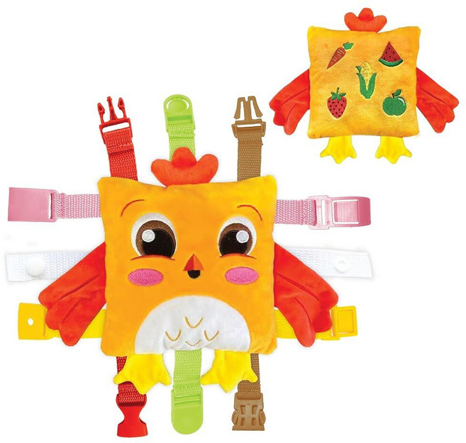 Buckle Toys - Boink Pig - 학습 활동 장난감 - 소근육 운동 기능 개발 - 컴팩트한 여행용 사이즈 - 완벽한 진정 감각 장난감, 복복 치킨